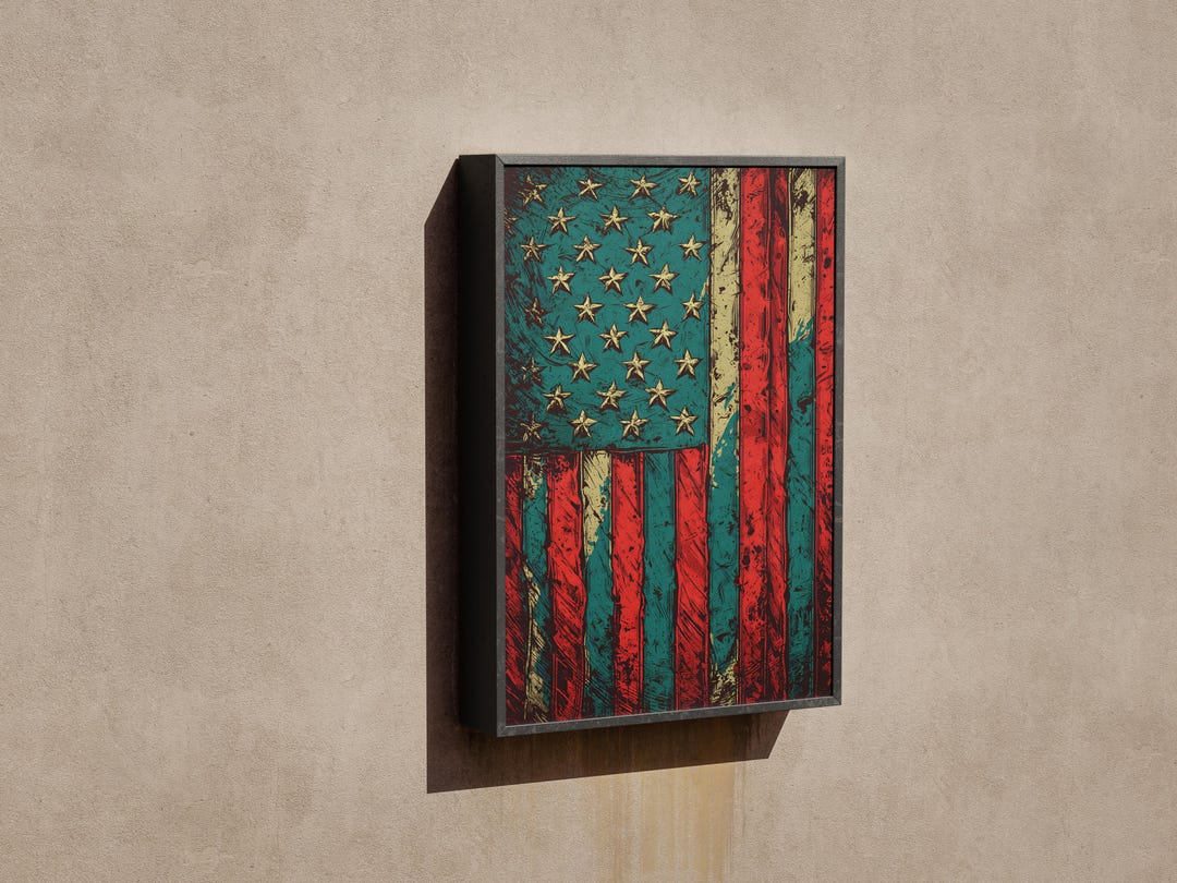 Distressed American Flag Wall Art Print – Patriotic Rustic Digital ...