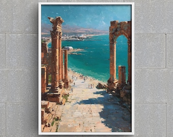 Leptis Magna Oil Painting Print | Ancient Roman Ruins, Libya (Digital Download)