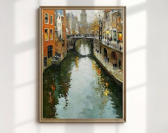 Utrecht Wall Art Netherlands Print Oudegracht Canal Dom Tower Landscape Digital Download