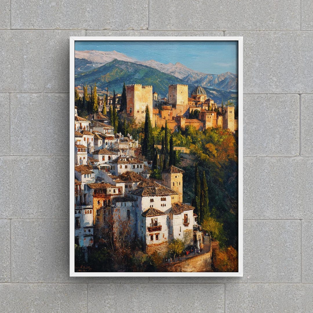 Alhambra Wall Art Print: Vintage Granada Spain Landscape (digital