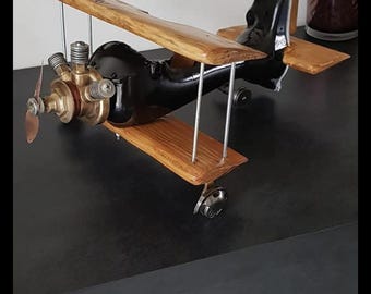 Décoration Murale Tête D’avion Vintage En Métal – Style Vieilli, Motif Hélice – Idée Chambre Enfant
