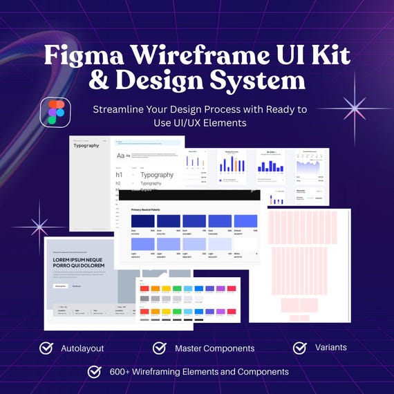Figma Wireframe UI Kit | 500+ Components, 100+ Sections (Digital File .fig