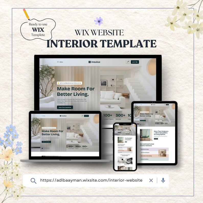 Minimalist Interior Design Wix Website Template - Etsy