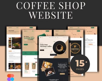 Modelo de site para cafeteria | Kit de interface de usuário Figma para cafeteria moderna (arquivo digital)