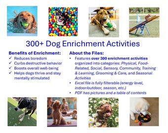 300+ Dog Enrichment Activities: Excel + PDF Bundle (Instant Download)