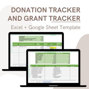 Śledzenie darowizn i dotacji dla organizacji non-profit | Edytowalny arkusz Excel + Arkusz Google | Śledzenie darowizn | Zarządzanie dotacjami | Natychmiastowe pobieranie