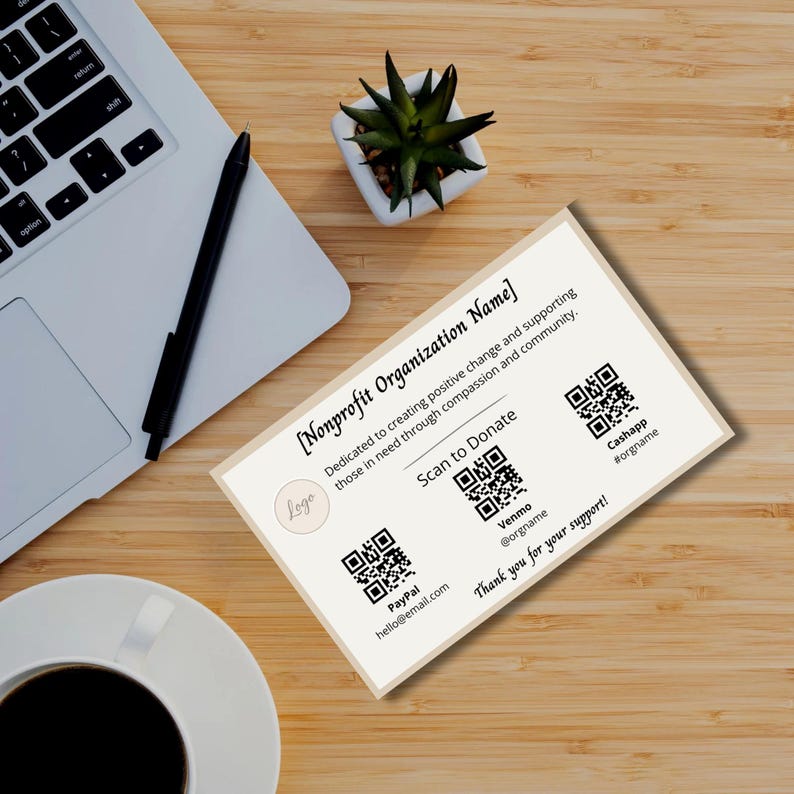 Donation Card Template With 3 QR Codes (editable Canva Template ...