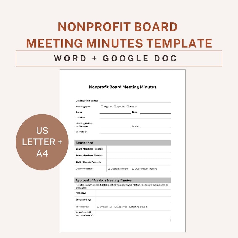 Nonprofit Board Meeting Minutes Template 501c3 and Nonprofit Board