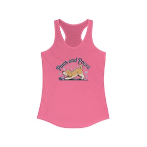 Paws and Poses Women&#39;s Tank Top, Dog Lover Apparel, Workout Shirt, Pet Lover Gift, Summer Fashion, Animal Yoga Tank