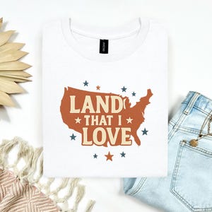 Land that I Love USA Map Shirt - Rustikales 4.Juli T-Shirt | Vaterländisches T-Shirt für den Unabhängigkeitstag
