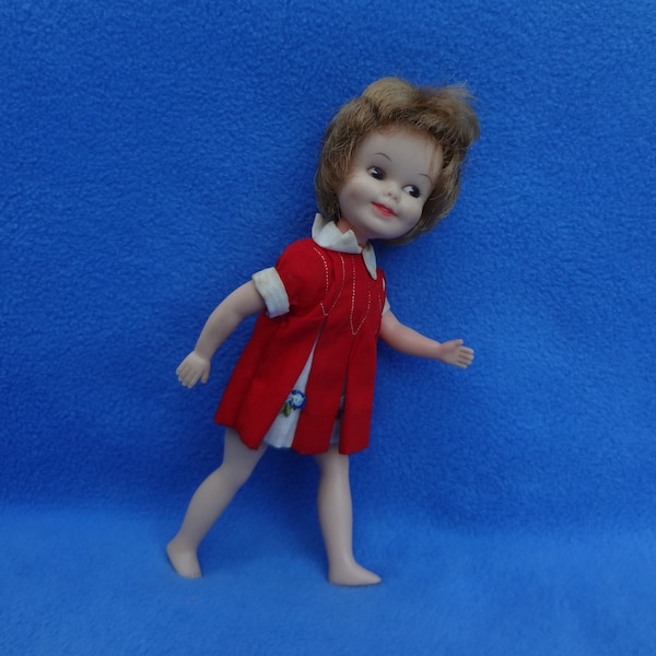 Vintage 8" Penny Brite Remco 1963 Deluxe Reading Corp Side Glancing Eyes Vinyl Poseable Doll with Original Dress and Underwear Free Shipping