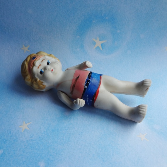 Antique Japan Bisque Miniature 1920's Re-strung Arms Doll