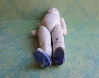 Antique Bisque Nippon Piece Wire Jointed Doll House Doll Japan