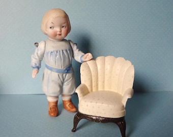 Antique German Girl Baby Doll Miniature Hertwig 1920's Tiny Bisque