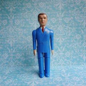 Ideal Renwal Father/Dad/Male Action Figure in Blue Suit * Miniature Hard Plastic Figure/Doll House Toy * No. 44 * Vintage Mid Century Toy