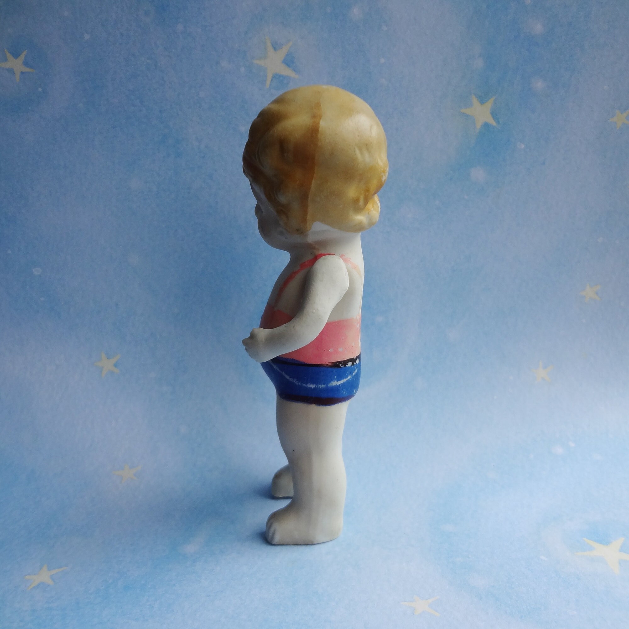 Antique Japan Bisque Miniature 1920's Re-strung Arms Doll