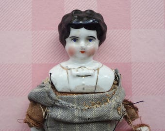 Antique German Hertwig Doll Head: Agnes Pet Name, Black Molded