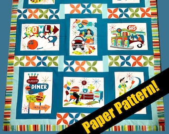 Retro Flash Paper Quilt Pattern, quilting, pattern, quilt pattern, pattern, applique, 50&#39;s, mid century