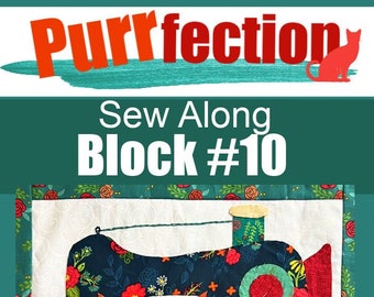 Purrfection, quilt pattern, cat, PDF pattern, digital pattern, quilt pattern, pattern, Applique, embroidery