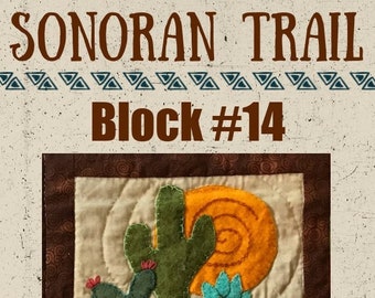Sonoran Trail, Cactus, southwest, PDF pattern, digital pattern, quilt pattern, pattern, Applique, embroidery