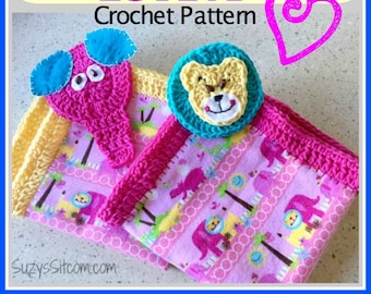 crochet pattern, lovey, security blanket, baby, crochet, lion, elephant, funny, gift, baby shower, pdf pattern