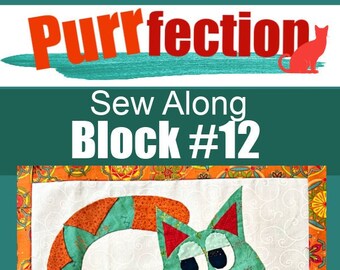 Cat Applique Quilt Pattern, Mischievous Cats, Block 12 (PDF Pattern)