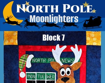 North Pole Moonlighters, Vixen, Weather Girl, Sew Along, Quilt Pattern, Pattern, Reindeer, Santa, Christmas, Holiday