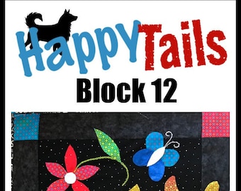 Dog, Poodle, Happy Tails Quilt Pattern, quilt block pattern, PDF pattern, digital pattern, quilt pattern, pattern, Applique, embroidery