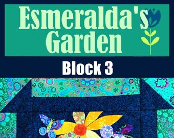 Esmeraldas Garden, Rabbit, quilt block pattern, PDF pattern, digital pattern, quilt pattern, pattern, Applique, embroidery