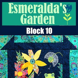 Esmeraldas Garden, Frog, quilt block pattern, PDF pattern, digital pattern, quilt pattern, pattern, Applique, embroidery