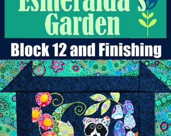 Raccoon Quilt Block Pattern, Applique Embroidery (PDF Pattern)