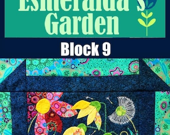 Patrón de bloque de edredón de zorro, aplique de jardín Esmeraldas (patrón PDF)