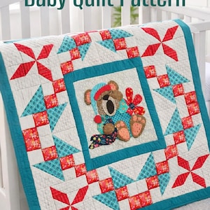 Beary Sleepy Baby Quilt Pattern, Applique Bear (Digital Pattern)
