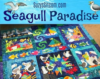 Seagull Paradise, Full Pattern, seagull, quilt block pattern, PDF pattern, digital pattern, quilt pattern, pattern, Applique