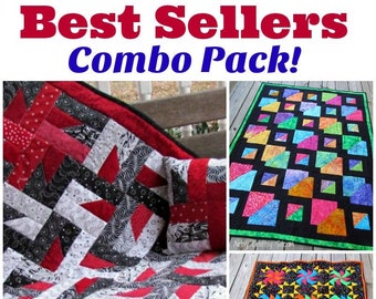 quilt patterns, digital pattern, print at home pattern, 3 pattern set, best sellers