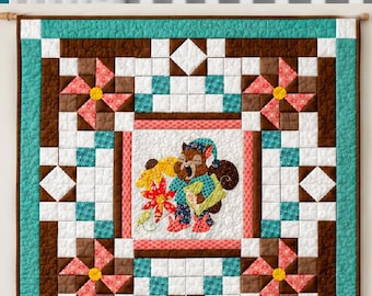 Babyquiltpatroon slaperige eekhoorn, appliqué (digitaal patroon)
