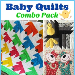 baby, quilt patterns, digital pattern, print at home pattern, 3 pattern set, baby quilt