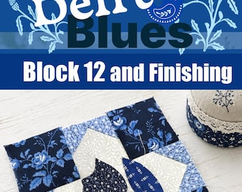 Delftsblauw quiltpatroonblok 12, blauw aardewerk appliqué (pdf-patroon)
