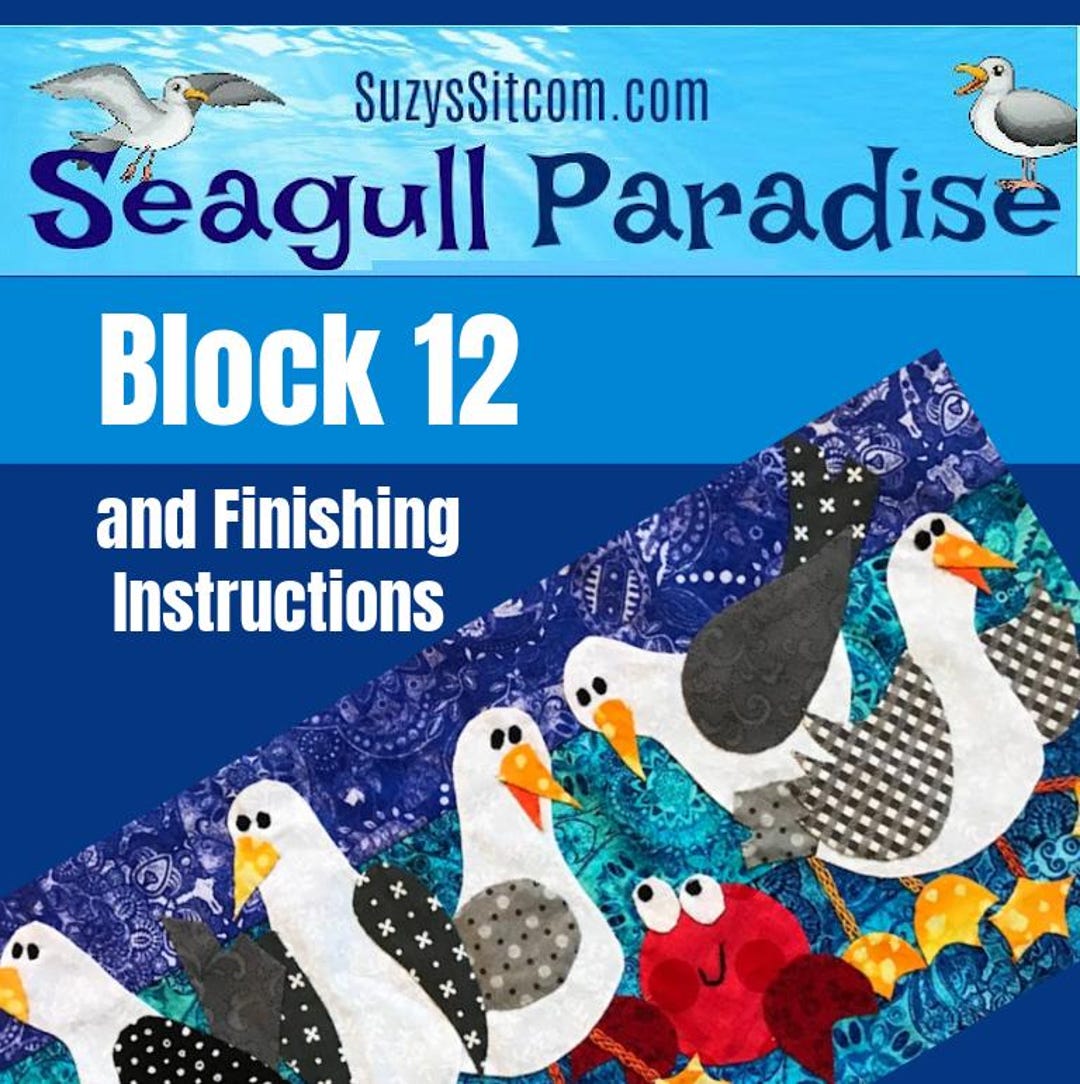 Interlocking Seagull Pattern Seagull Paradise Block 12, Seagulls, Sew Along, Quilt Pattern, Pattern ...