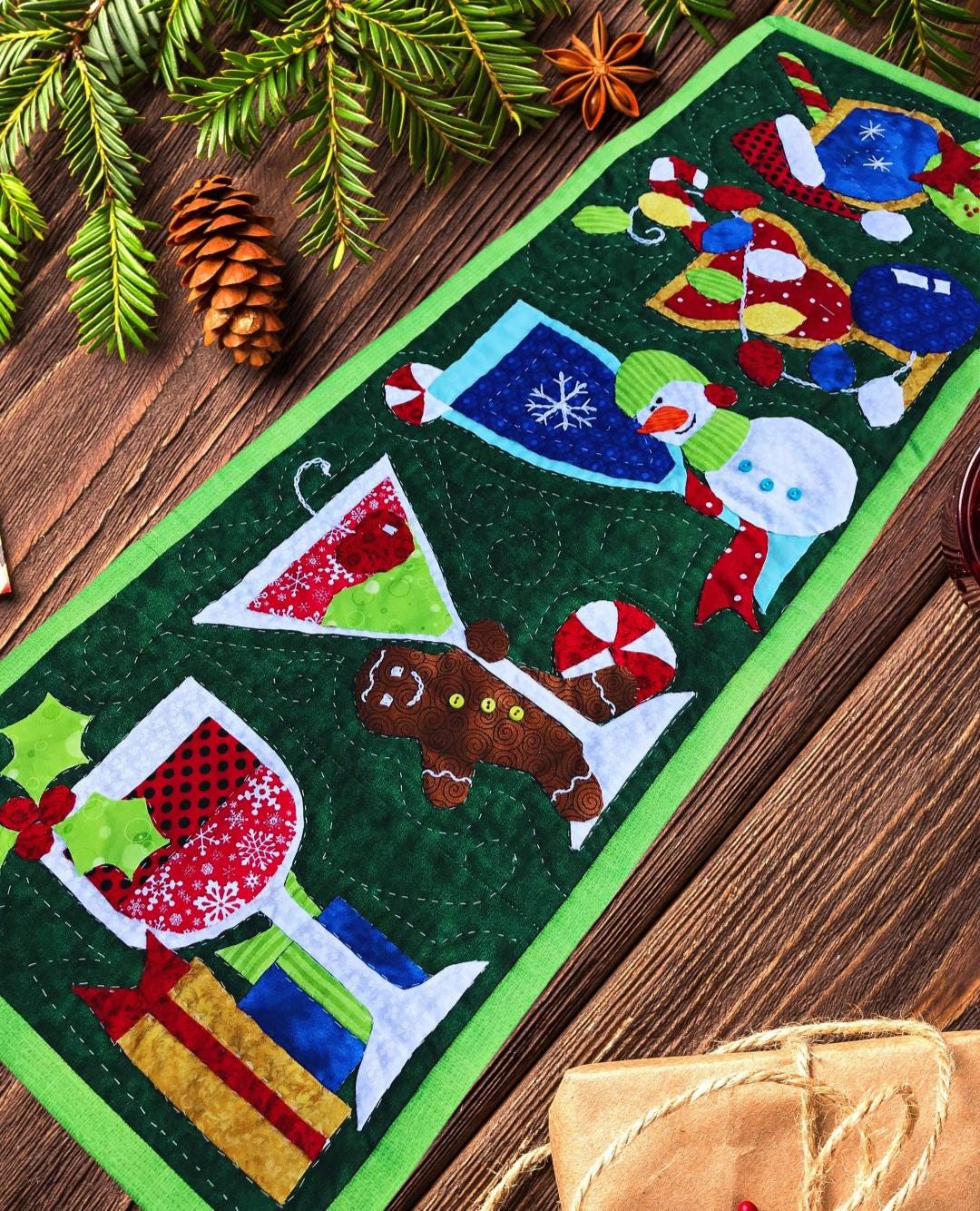 Holiday Spirits Table Runner Quilt Pattern, Christmas Applique (PDF ...