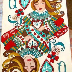 padrão, rainha, rainha de copas, padrão preto e branco, pintura decorativa, pintura, coração, padrão pdf, baralho de cartas