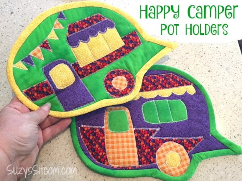 Happy Camper Pot Holders Digital Pattern quilting kitchen Etsy