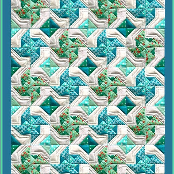 Island Breezes, Quilt Anleitung, digitale Anleitung, pdf Quilt Anleitung, print at home Anleitung, Baby Quilt, Windräder