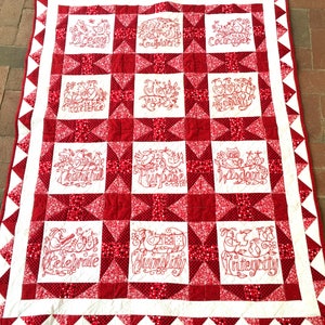 quilt pattern, quilt, pattern, hard copy pattern, pattern booklet, redwork, Words to Live By, quilting, sewing