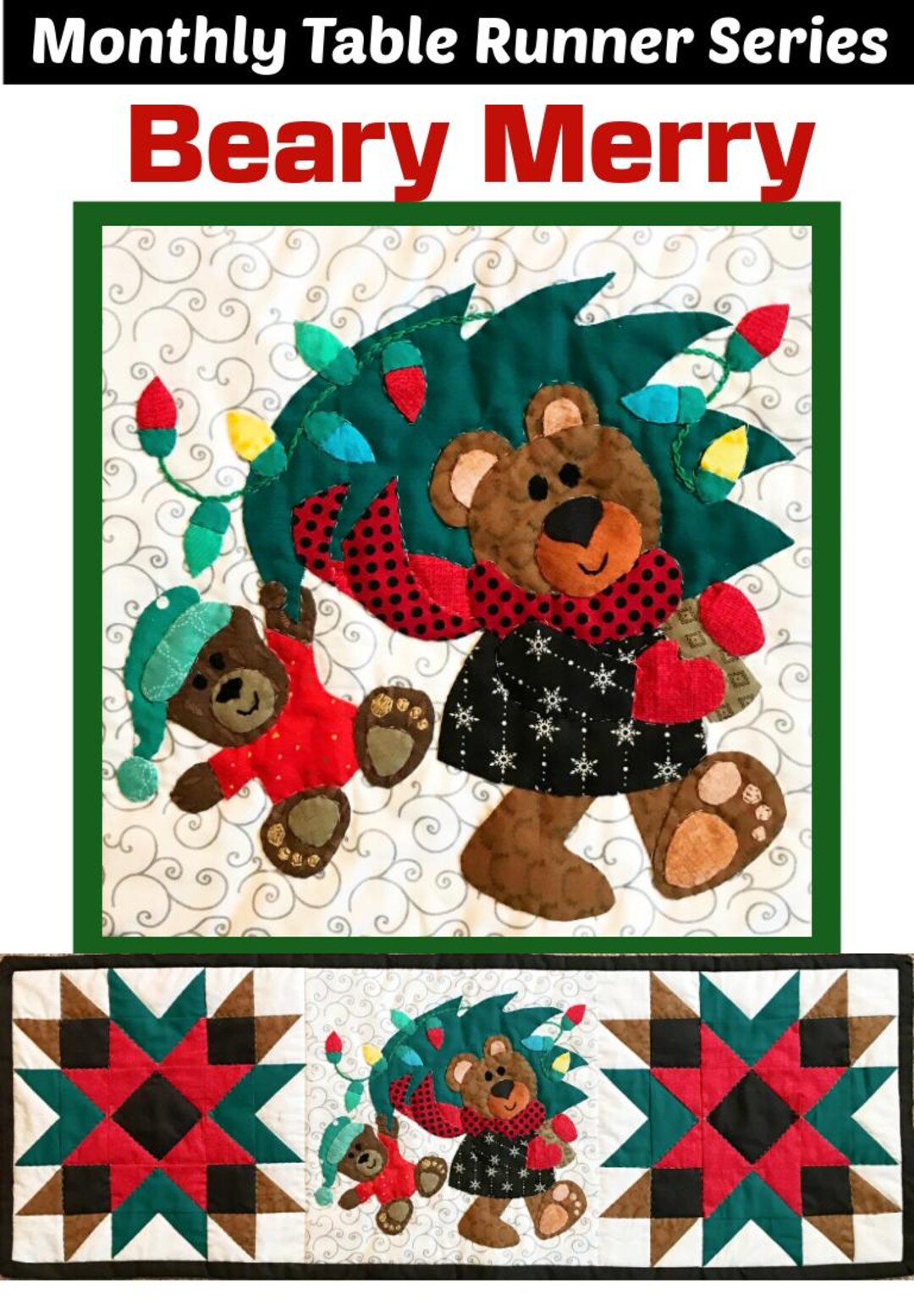 Beary Merry Christmas Table Runner Quilt Pattern (digital Pattern) - Etsy
