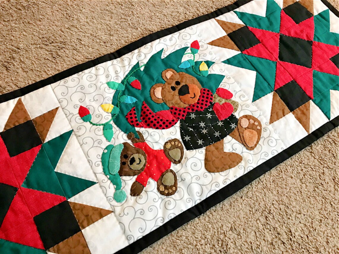 Beary Merry Christmas Table Runner Quilt Pattern (digital Pattern) - Etsy