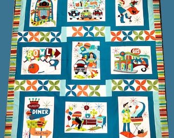 Retro Flash Quilt Pattern, quilting, pattern, quilt pattern, digital pattern, applique, 50&#39;s, mid century