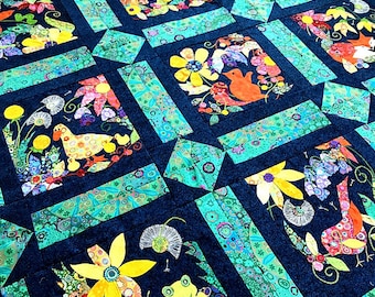 Esmeraldas Garden, quilt pattern, PDF pattern, digital pattern, pattern, Applique, embroidery