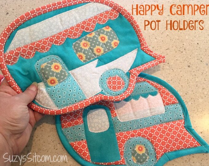 Pot Holders Potholders Camper Camping Quilted Happy Etsy