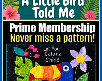 Little Bird Prime-lidmaatschap, meenaaiworkshop, blok van de maand, tropisch, vogels